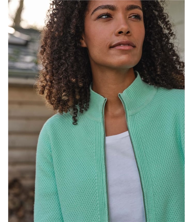 Moss Stitch Zip Cardigan