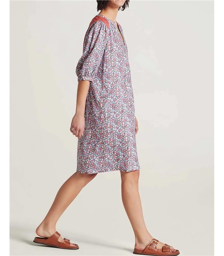 Alyvia Organic Cotton Floral Shift Dress