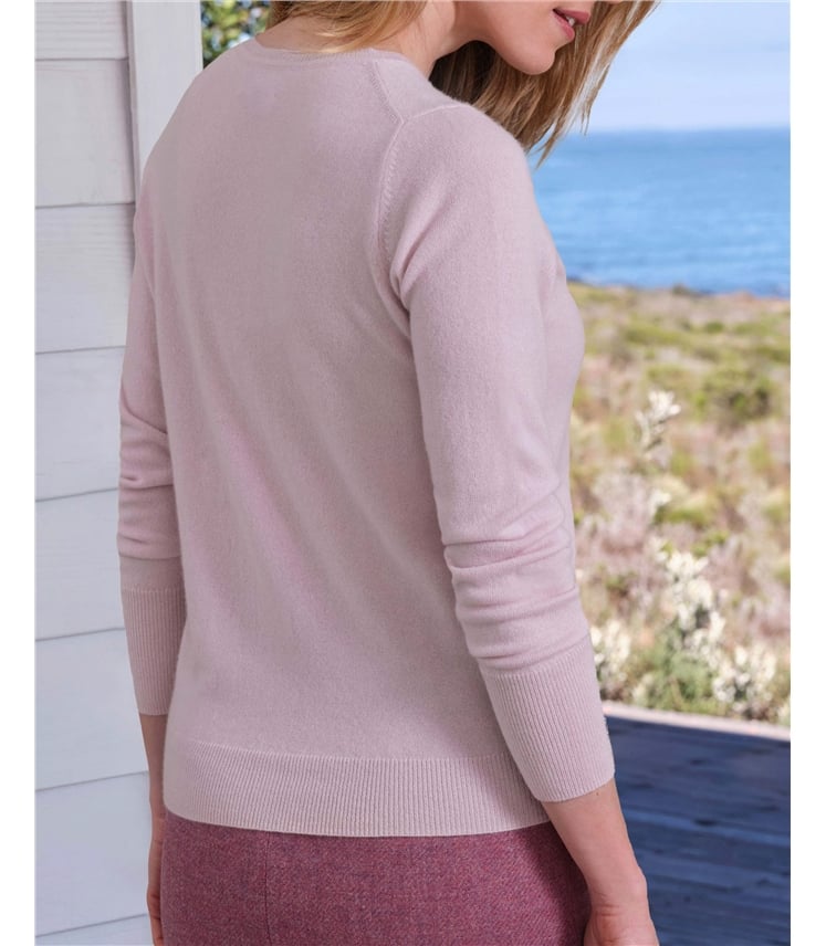 Kaschmir Strickjacke mit Rundhalsausschnitt