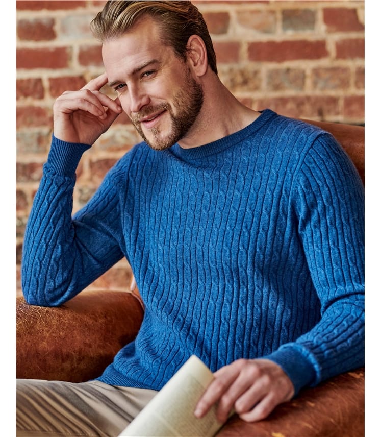 Darkest Teal | Cashmere & Merino Cable Sweater | WoolOvers US