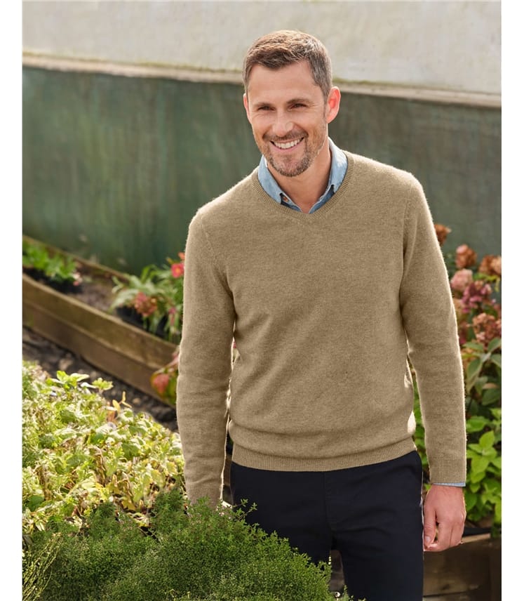 Cashmere & Merino Classic V Neck Knitted Jumper