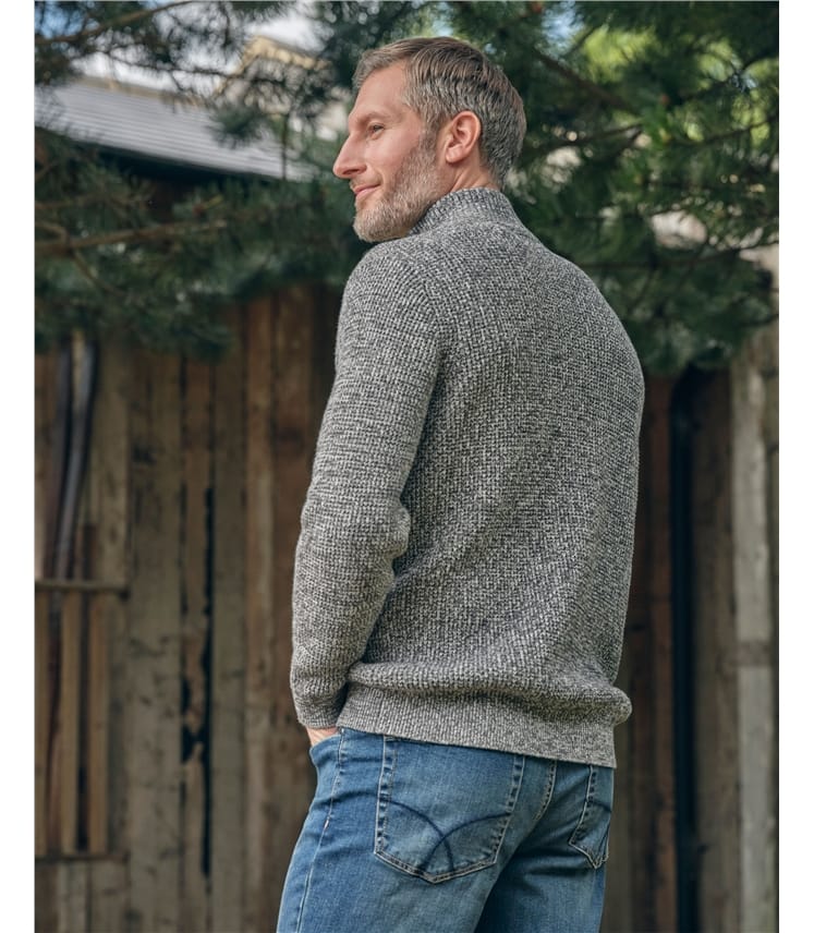 Grey Mix Half Zip Marl Twist Jumper WoolOvers AU