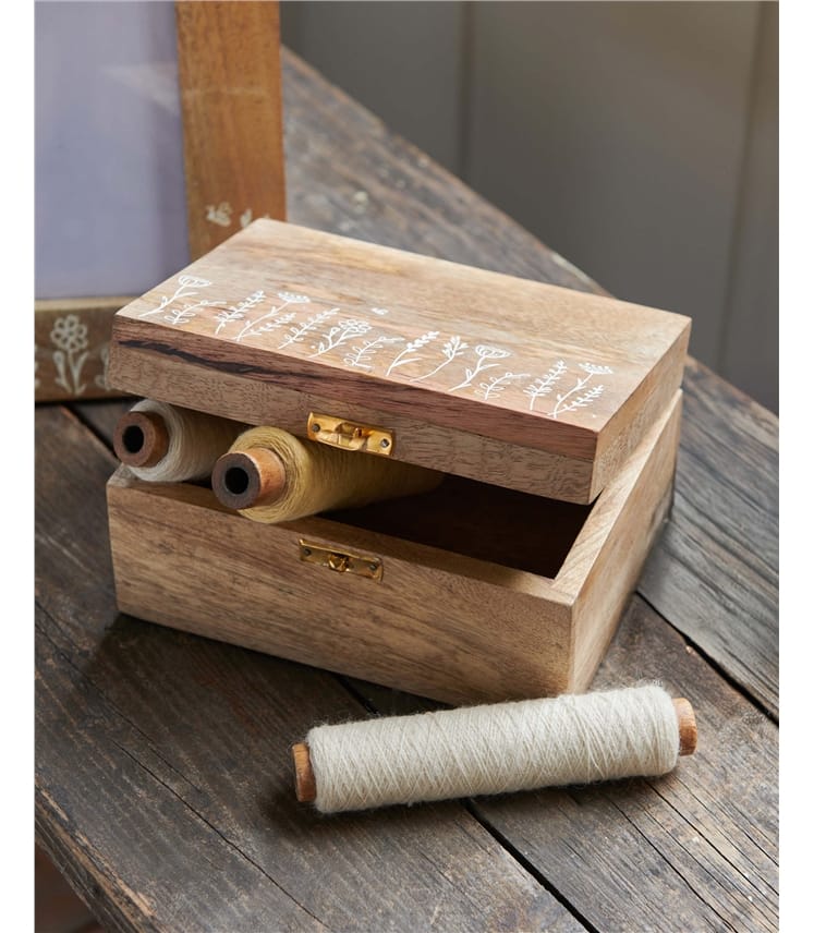 Wildflower Etched Wooden Box
