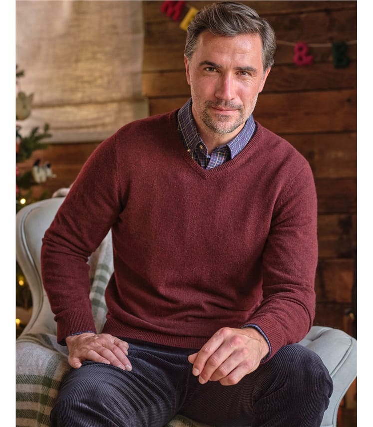 Cashmere & Merino Classic V Neck Knitted Jumper