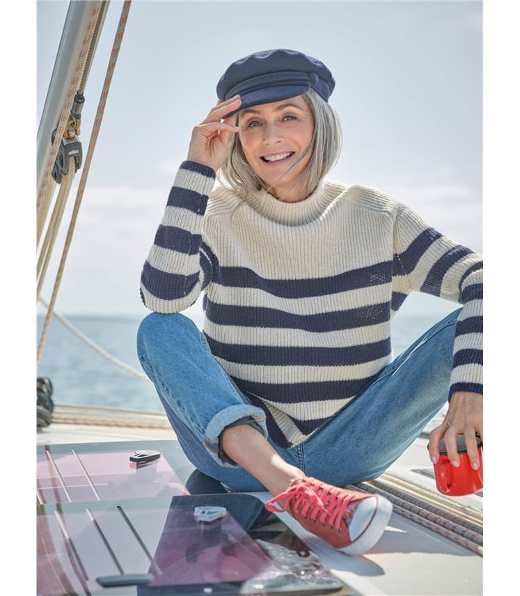Blue Sailboat Knit Set w Hat main image 1