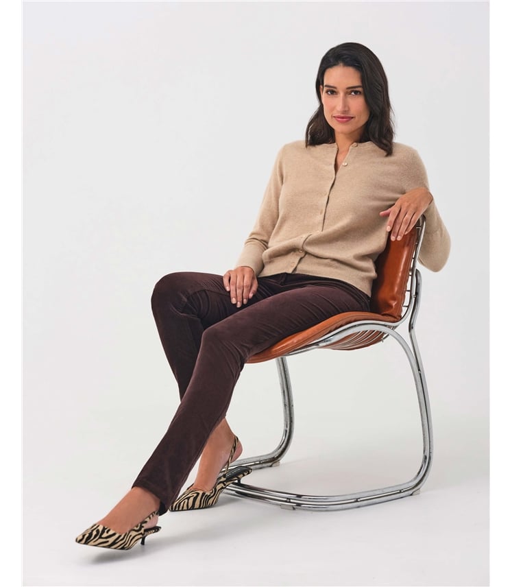 Kaschmir Strickjacke mit Rundhalsausschnitt