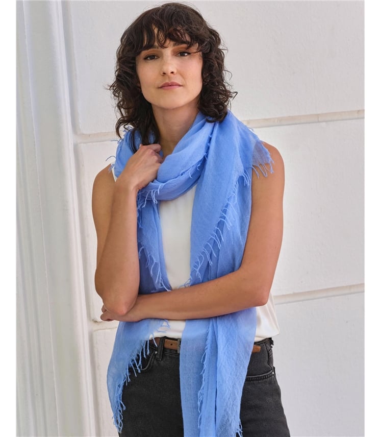 Cornflower | Ultra Fine Cashmere Scarf LAD91 | WoolOvers US
