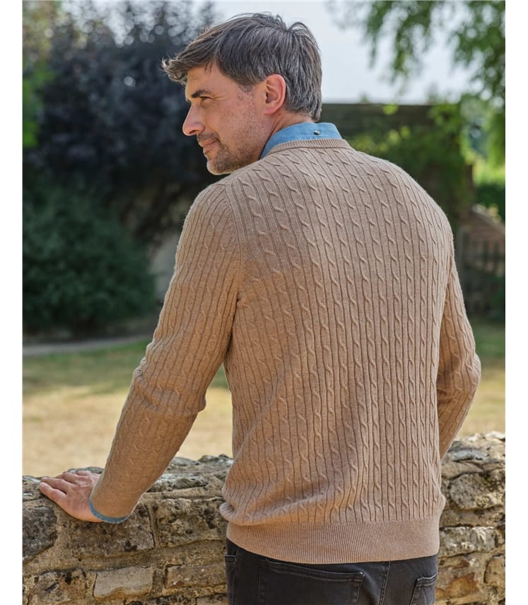 Pull torsadé à col rond - Homme - Cachemire & Mérinos