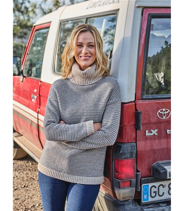 Contrast Stitch Cowl Neck Sweater