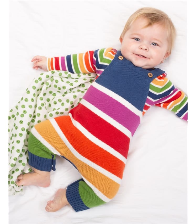 Wide Rainbow knit dungarees