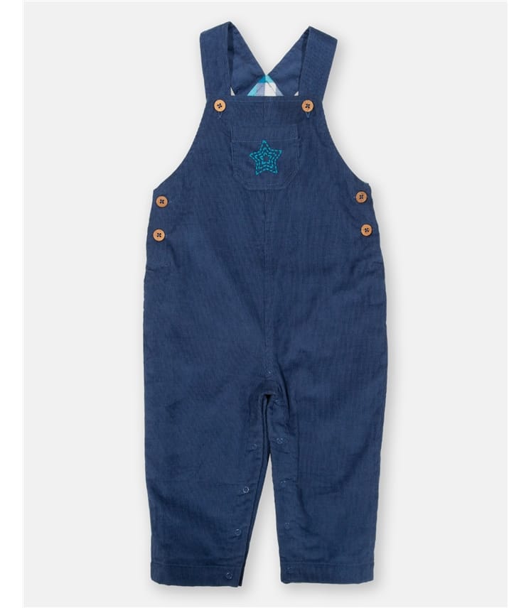 Navy Baby Star cord dungarees WoolOvers UK