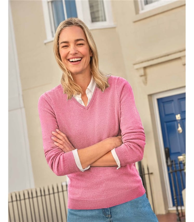 Cashmere & Merino V Neck Knitted Jumper