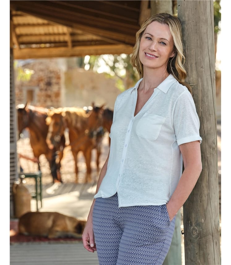 Short Sleeve Jersey Linen Shirt