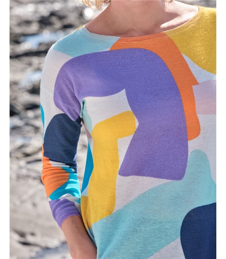 Pullover mit abstraktem Farbblockdruck