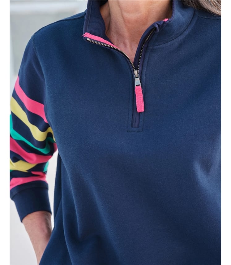 Sweat-shirt à col zippé - Femme - Pur Coton Bio