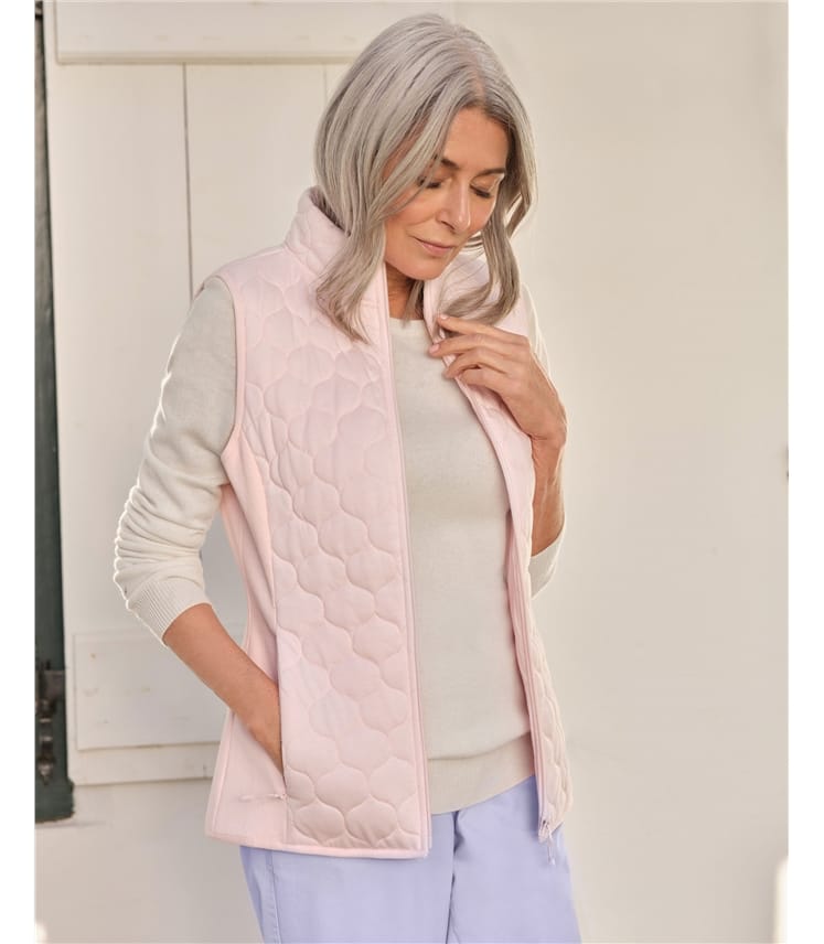 Soft Pink | Windermere Organic Cotton Quilted Vest | WoolOvers US