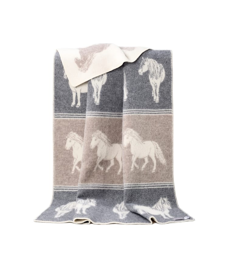 Soft Grey/Soft Brown Wool Blanket Stitch Animal Blanket WoolOvers UK