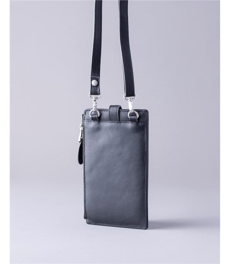 Black Fairfield Leather Cross Body Pouch Bag WoolOvers UK