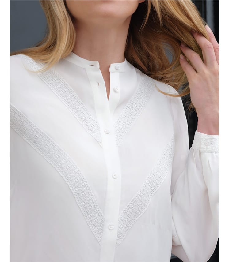 Lace Trim Blouson Sleeve Blouse