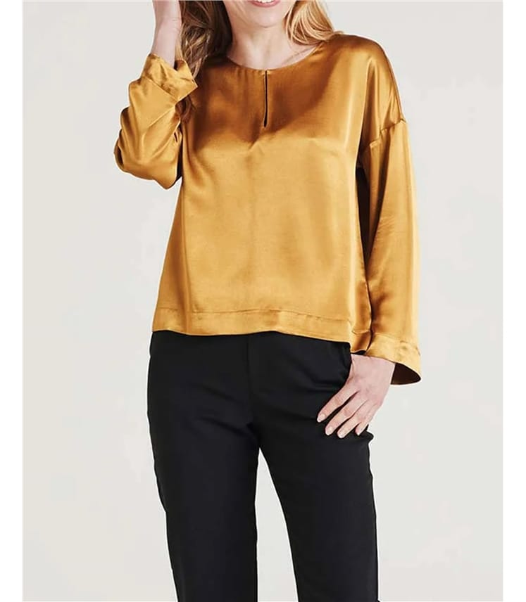 Gold silk satin blouse online