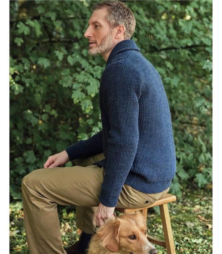 Cardigan à col châle en maille torsadée - Homme - Pure Laine d'agneau 