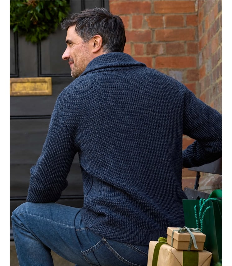 Cardigan à col châle en maille torsadée - Homme - Pure Laine d'agneau 
