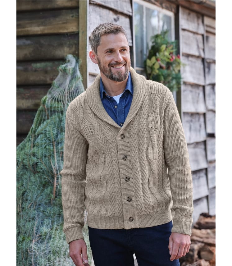 WoolOvers Mens Organic Cotton Cashmere Blend Zip Through Cardigan