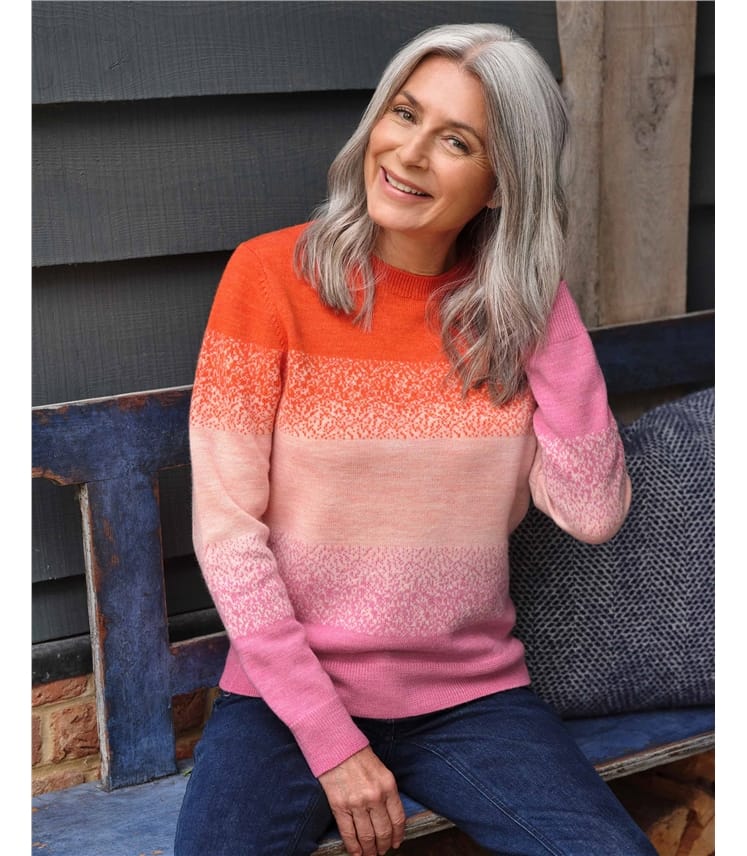 Multi Brights | Merino Wool Ombre Color Block Sweater | WoolOvers US