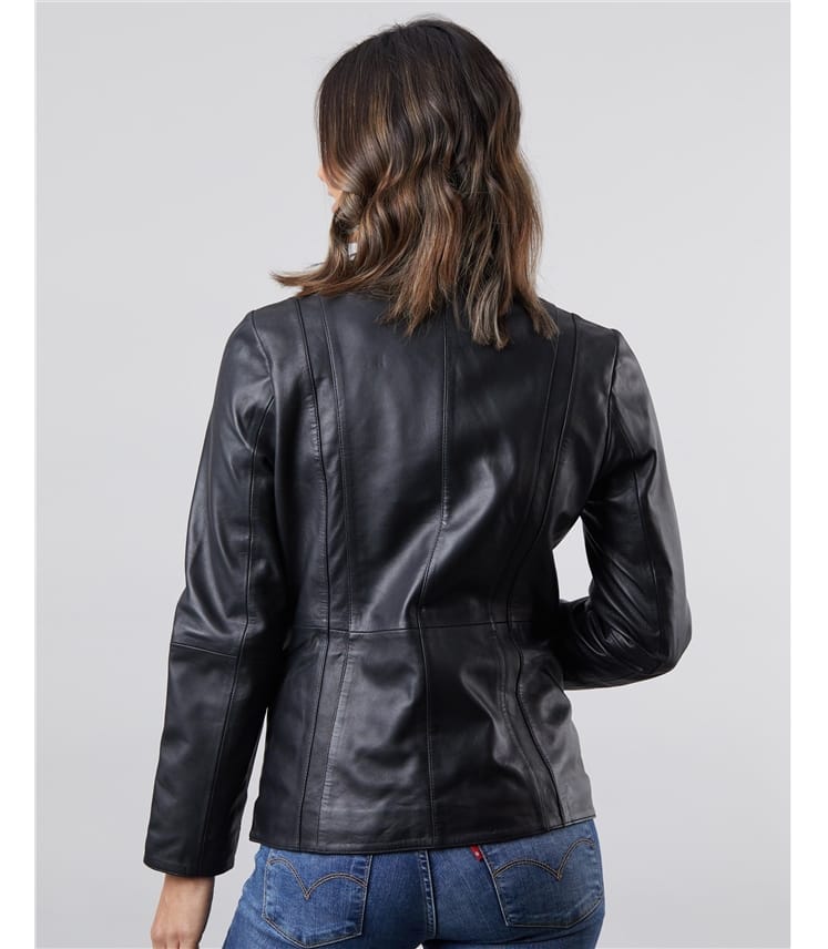 Black | Mari Leather Jacket | WoolOvers UK