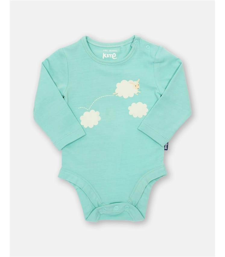 Blue | Sheepy Clouds Bodysuit | WoolOvers UK