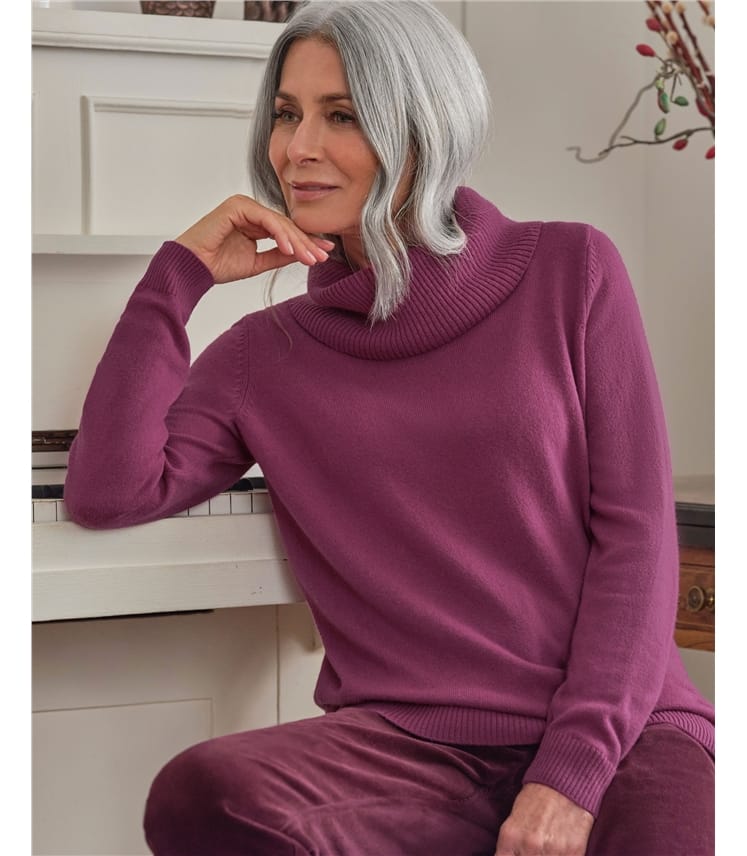 Cashmere And Merino Long Sleeve Cowl Neck Jumper