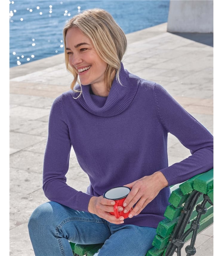 Cashmere And Merino Long Sleeve Cowl Neck Jumper