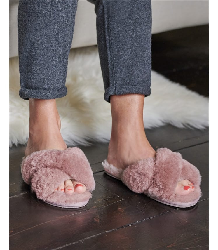 Pink mink slide sandals