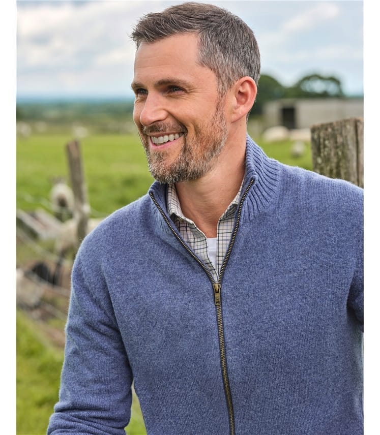 Mens Lambswool Lincoln Zipper Cardigan