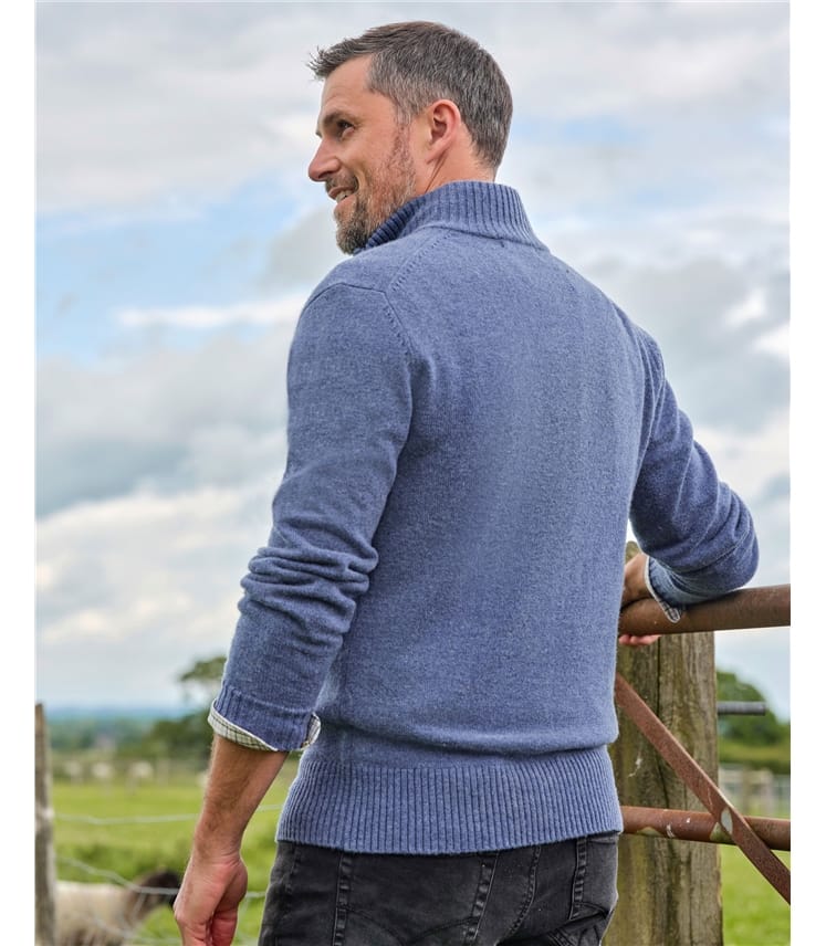 Mens Lambswool Lincoln Zipper Cardigan