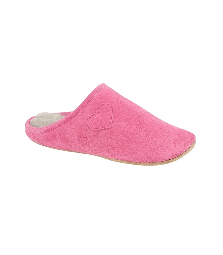 Heart Womens Sheepskin Mule Slippers