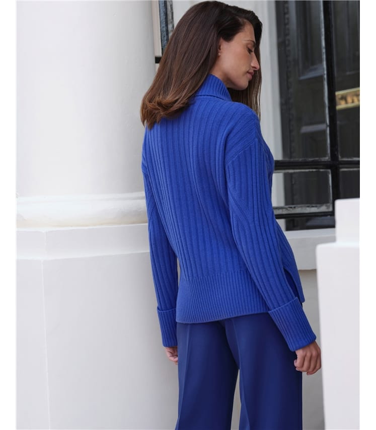 Cobalt, Cashmere Wool Chunky Roll Neck