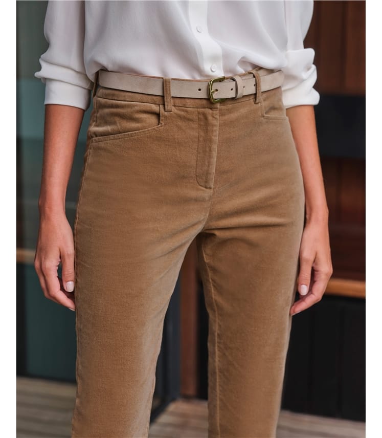 Washed Velvet Straight Leg Trousers