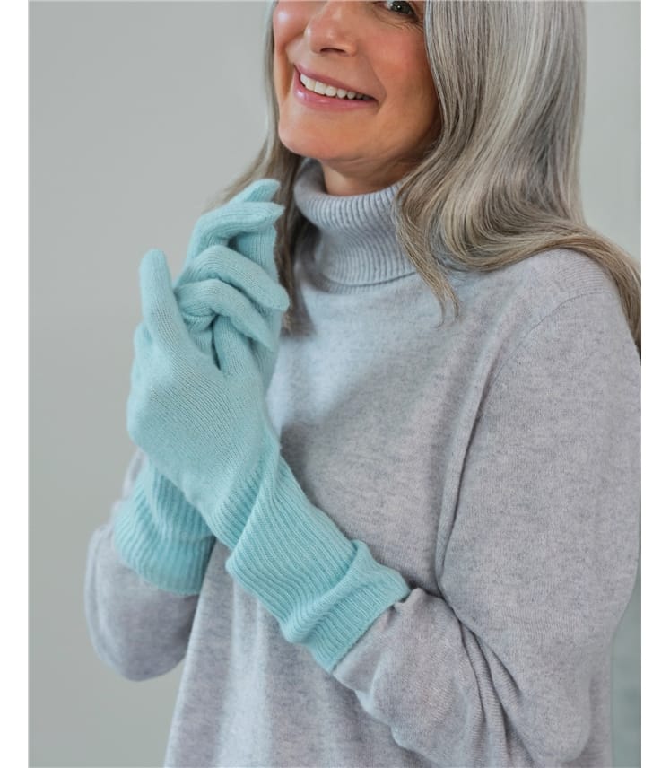 Crystal Sea Pure Cashmere Ribbed Cashmere Wrist Warmers