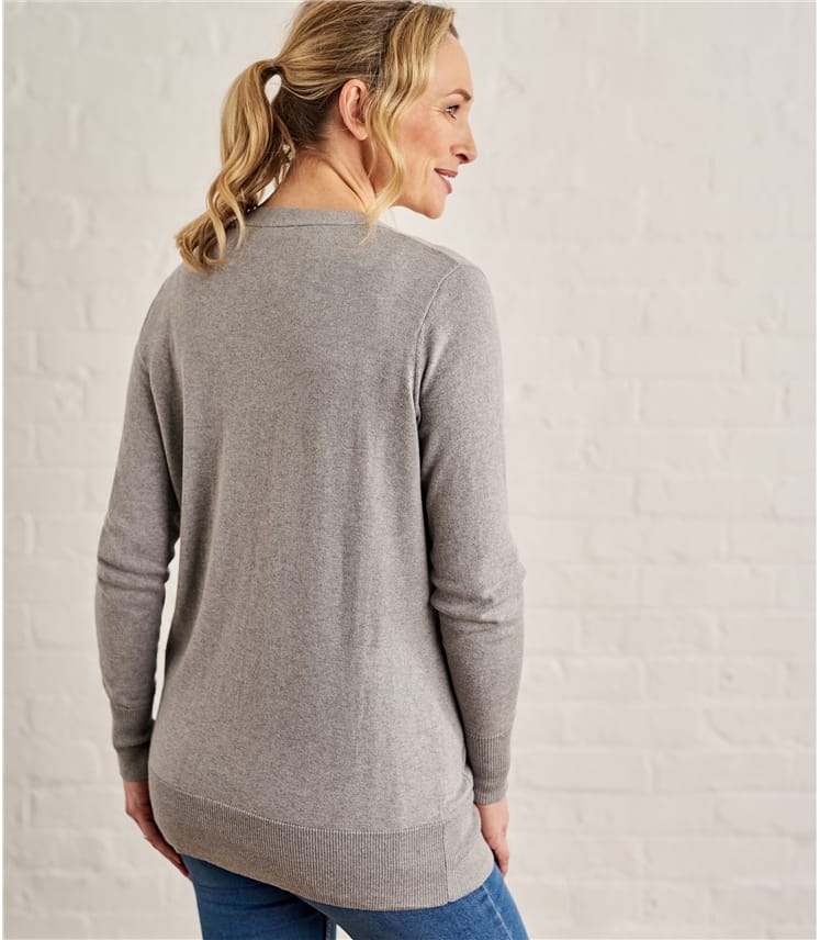 Gris nuage Cardigan  long  Femme Soie Coton  