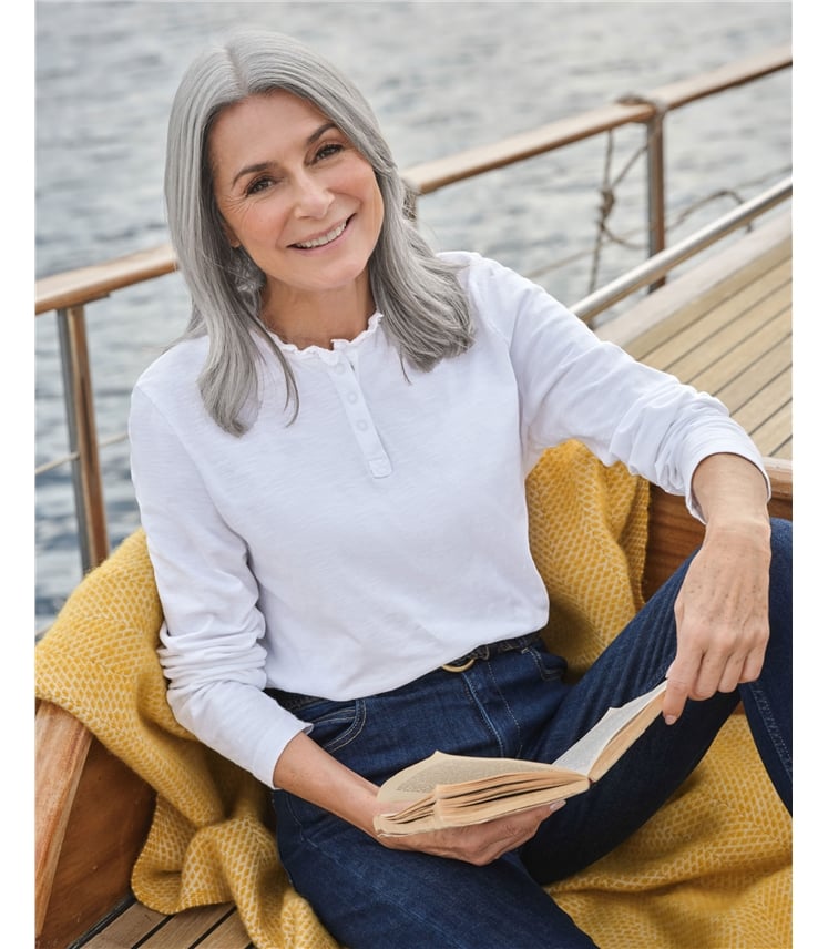 Frill Collar Popper Detail Top