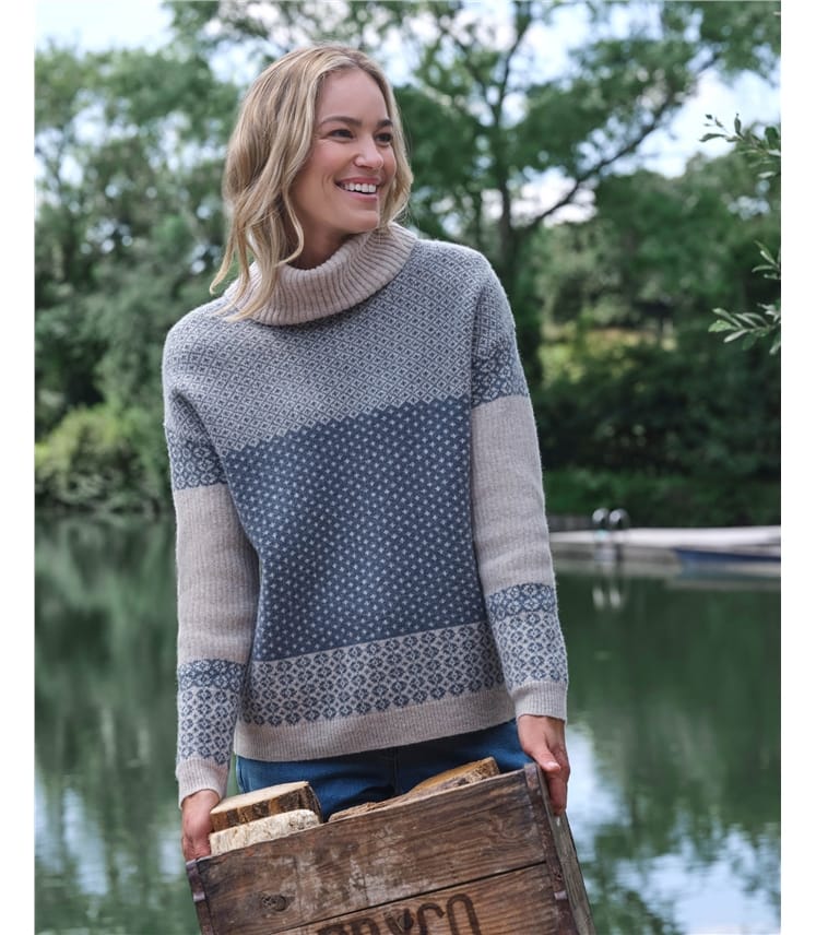 Mono Fairisle Rollkragenpullover