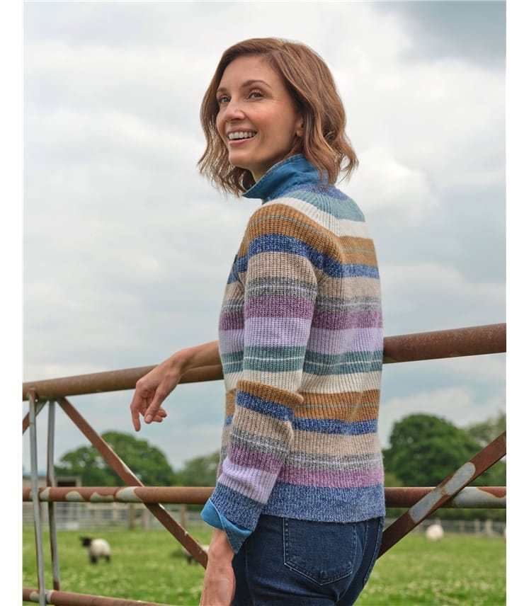 Marled Button Stripe Jumper