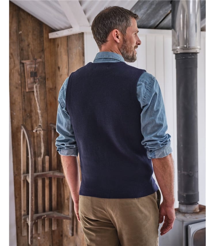 Navy Argyle | Organic Cotton Cashmere Vest | WoolOvers US