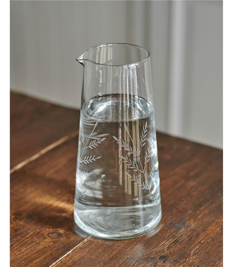 Fern Etched Tapered Glass Jug WoolOvers UK