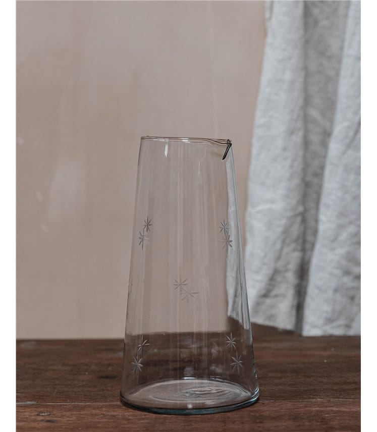 Star Etched Tapered Glass Jug WoolOvers UK