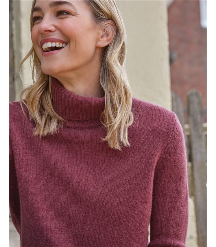 Pull Col Roulé Femme 100% Laine Mérinos - Doux, Extensible, Tricot Sans Couture, Coupe Ajustée