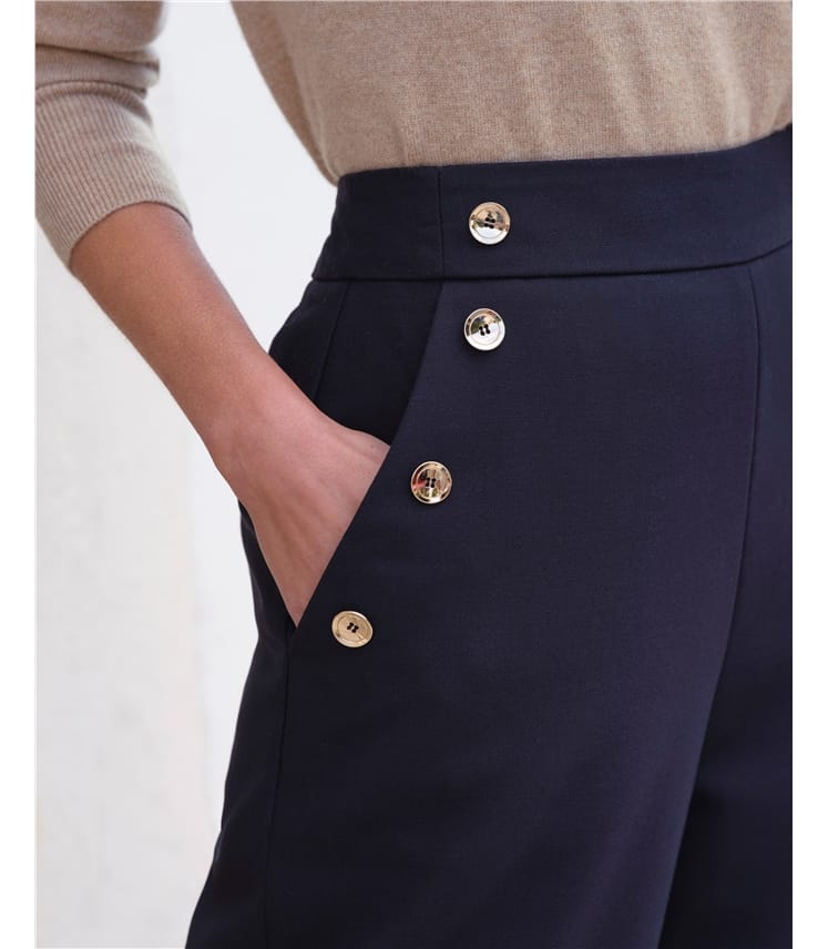 Button Detail Straight Trousers