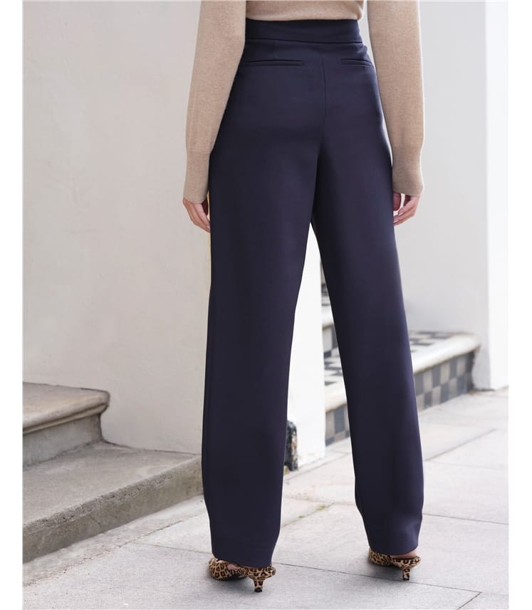Button Detail Straight Trousers
