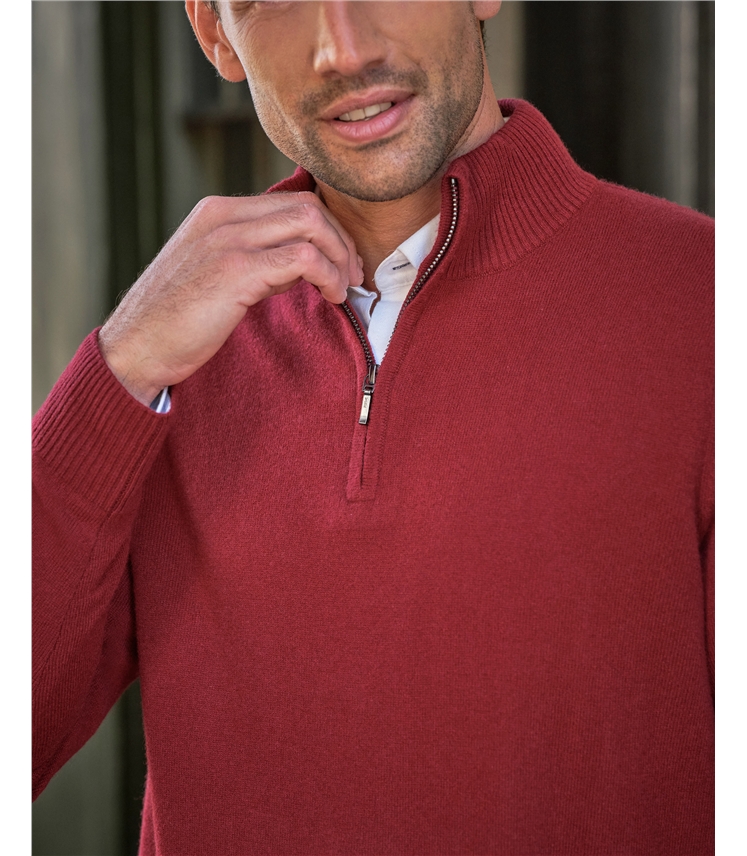 Mens Cashmere Zip Neck Sweater